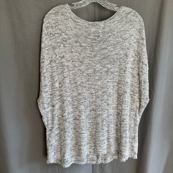 M. Rena Knit Sweater Gray Marled Textured Dolman Short Sleeves USA Made Size L - Picture 8 of 15